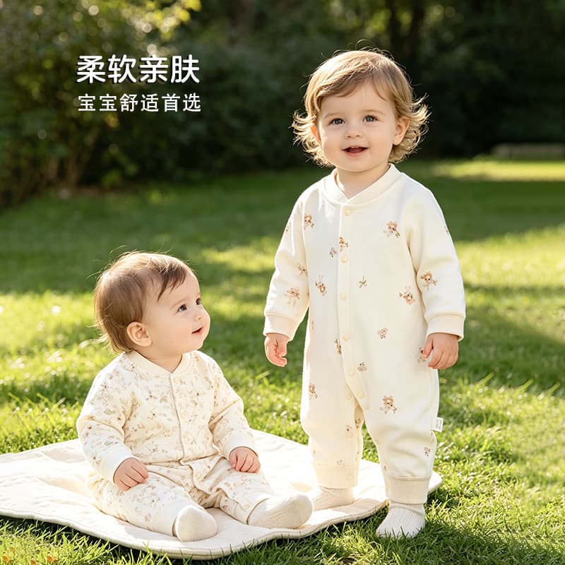 Baby Bodysuit Closed Crotch A-Class Cotton Seamless Spring/Autumn Baby Romper Clothing Outing Crawling Suit New Style Baby Romper