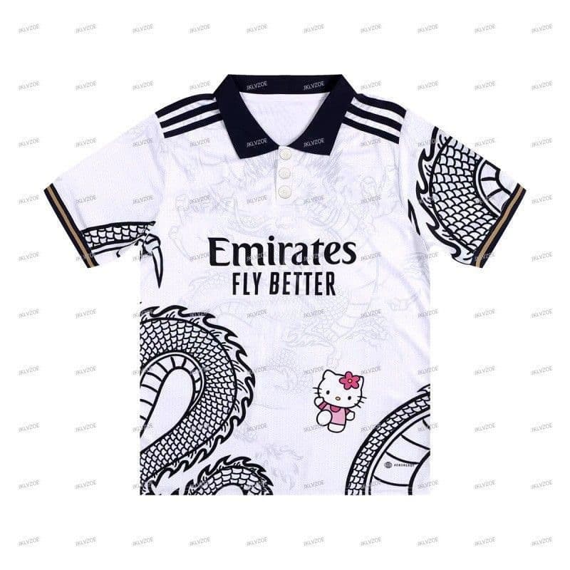 New Real Madrid Printed Dragon Short Sleeve Cat Men's and Women's Sports Jersey Outdoor 3D Printed Top Short Sleeve