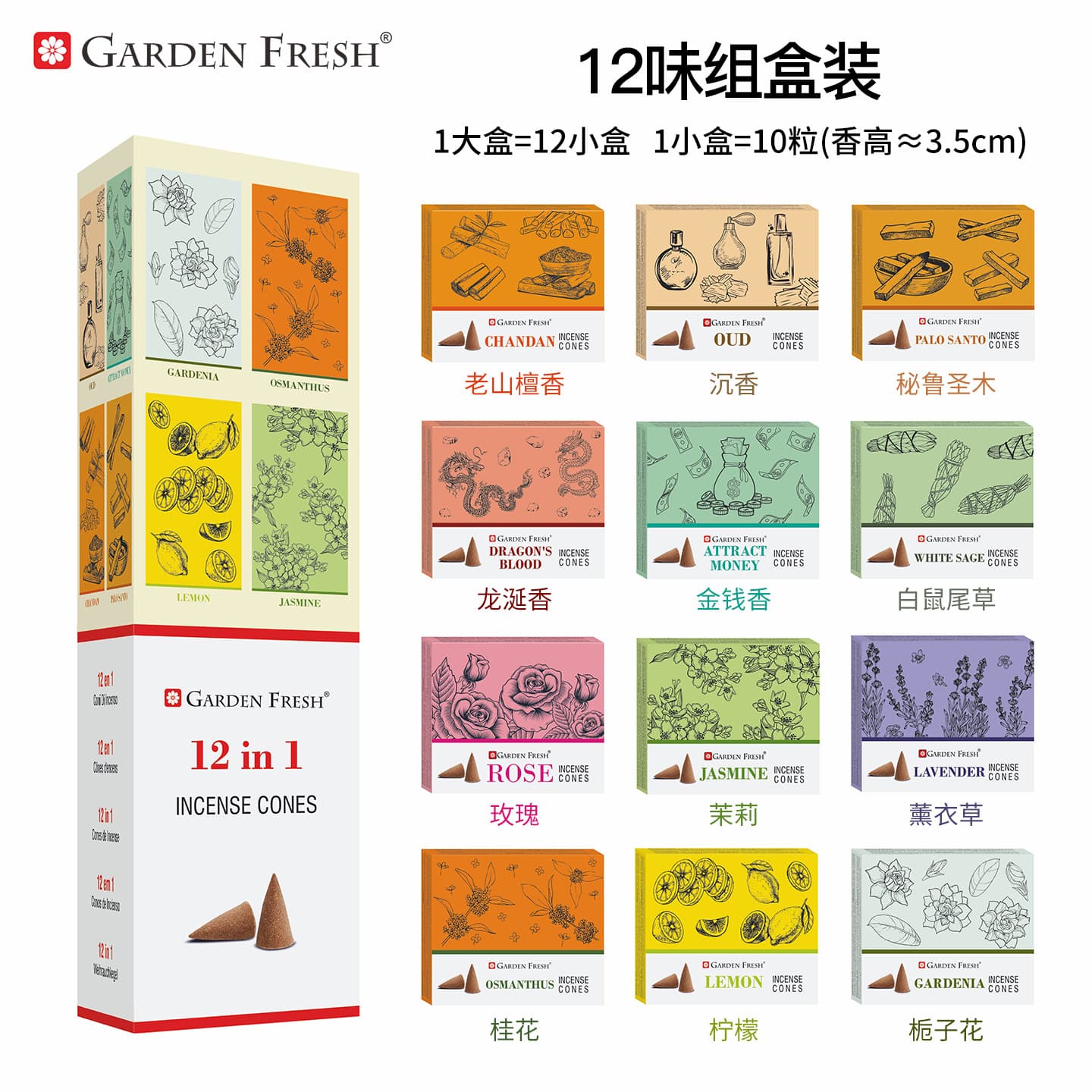 GR Indian Fragrance 29 Cone Incense Series Genuine Imported Indian Incense Sandalwood Lavender Aromatic Fresh