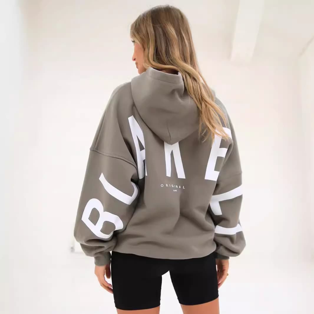 European/American Plus Size Letter Print Hoodie High-End Casual Loose Sweatshirt Pullover Cross-Border Amazon Women's Clothing