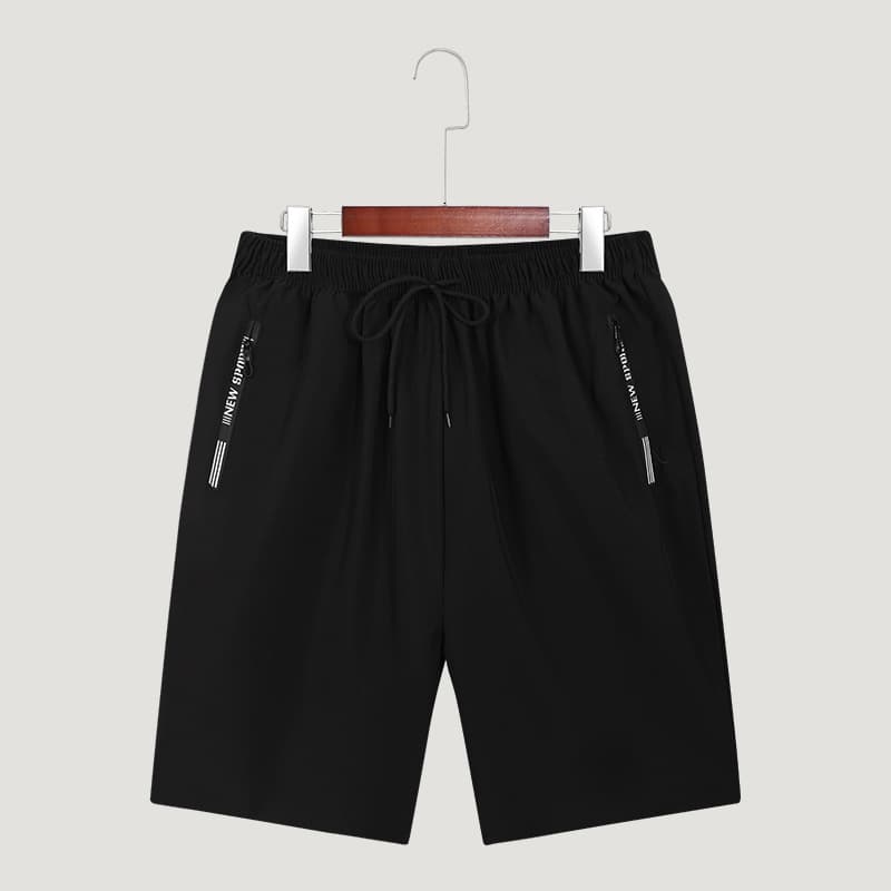 New Cross-Border Plus Size Ice Silk Shorts Men's Summer Thin Pocket Zipper Running Casual Five-Point Mid-Length Pants