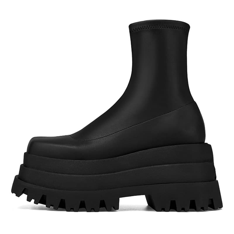 2026 Fall Winter New Thick Sole Platform Martin Boots Platform Patent Leather Ankle Boots Casual Leather Boots Fashion Elastic Boots