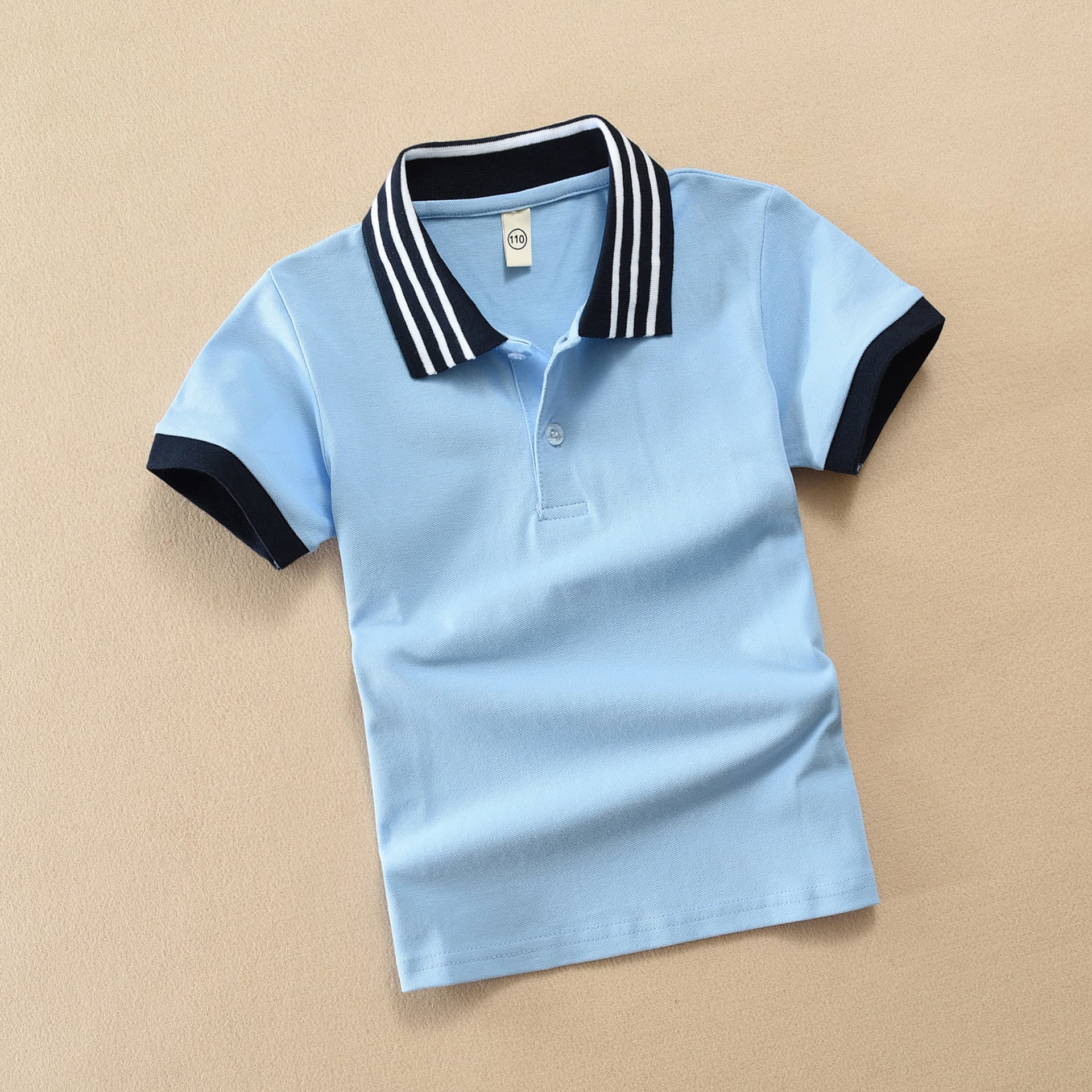 Polo Shirt European American 100% Cotton Pique Cotton Elastic Summer Children's Clothing Pure Cotton Kids Short Sleeve T-Shirt Solid Color Boys and Girls Wholesale