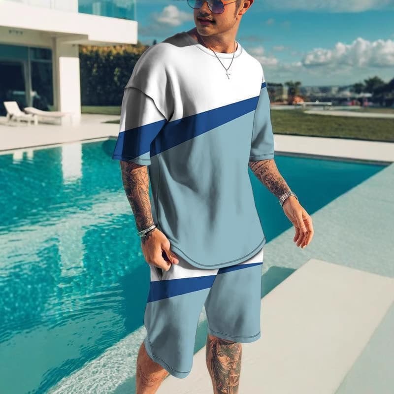 2025 Men's Poker Card Print Summer Short Sleeve T-Shirt Set Fashion Two-Piece Streetwear 3D Print