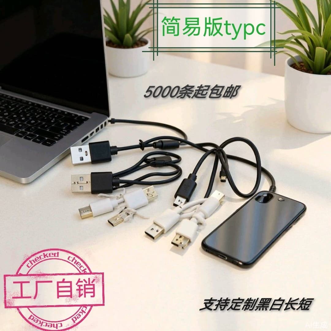 Type-C to USB 2.6 White Copper-Clad Steel Sampling Matching Cable for Small Appliances Bluetooth Earphones etc.