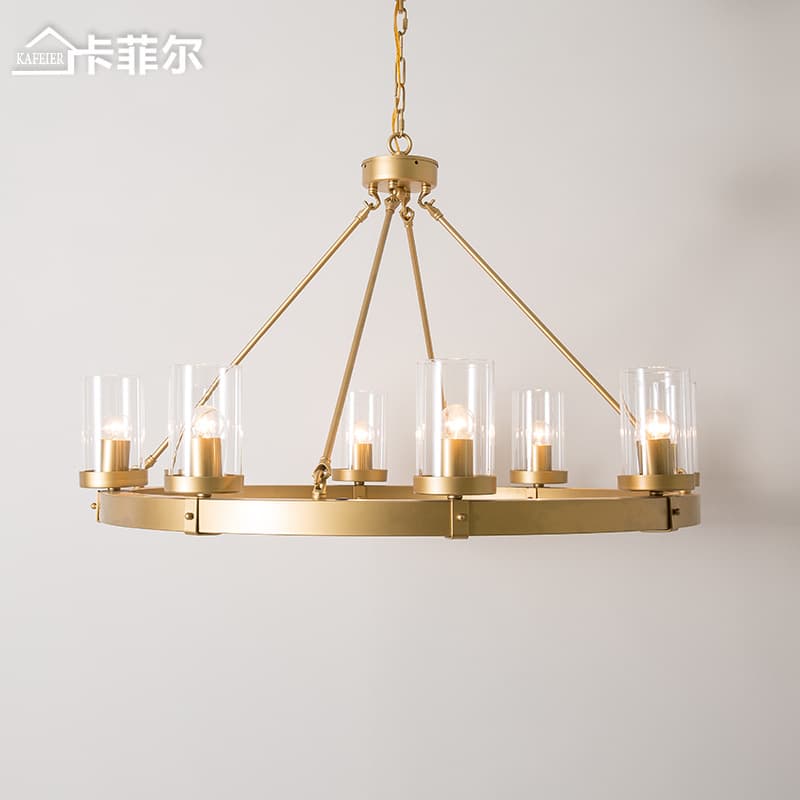 Kafeier Lighting American-Style Living Room Chandelier Iron Round Grand Home Light Fixture Gold Light Luxury Dining Room Lamp