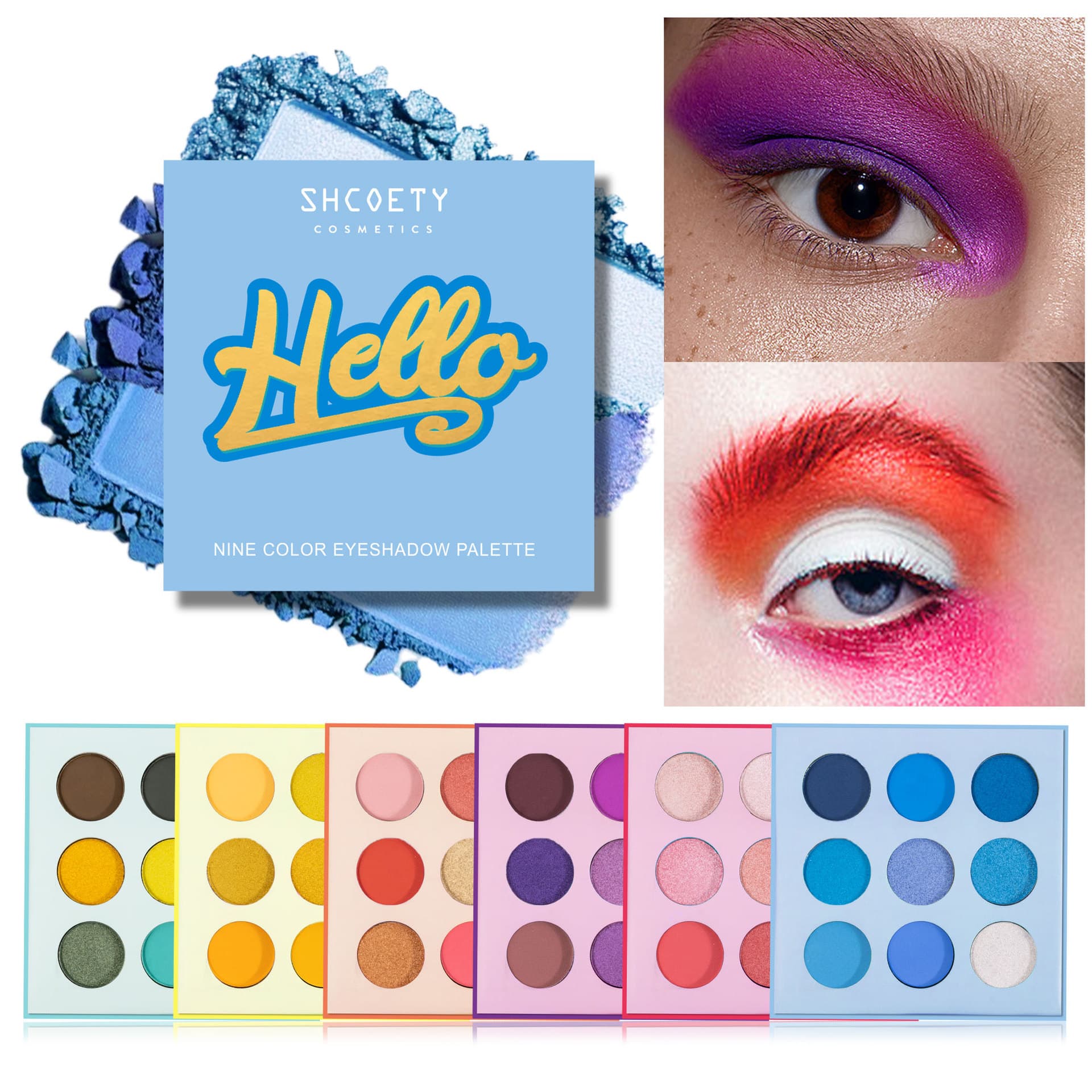 SHCOETY Dopamine 9-Color Eyeshadow Palette, Multi-Functional Pearl, Matte, Glitter, Easy to Apply, Smudge-Proof, Stage Eyeshadow