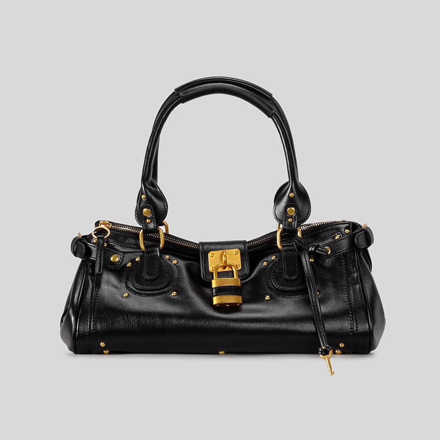 Cross-border European and American Vintage Distressed Lock Boston Motorcycle Bag Handheld Shoulder Underarm Bag Rivet Decoration Pillow Bag