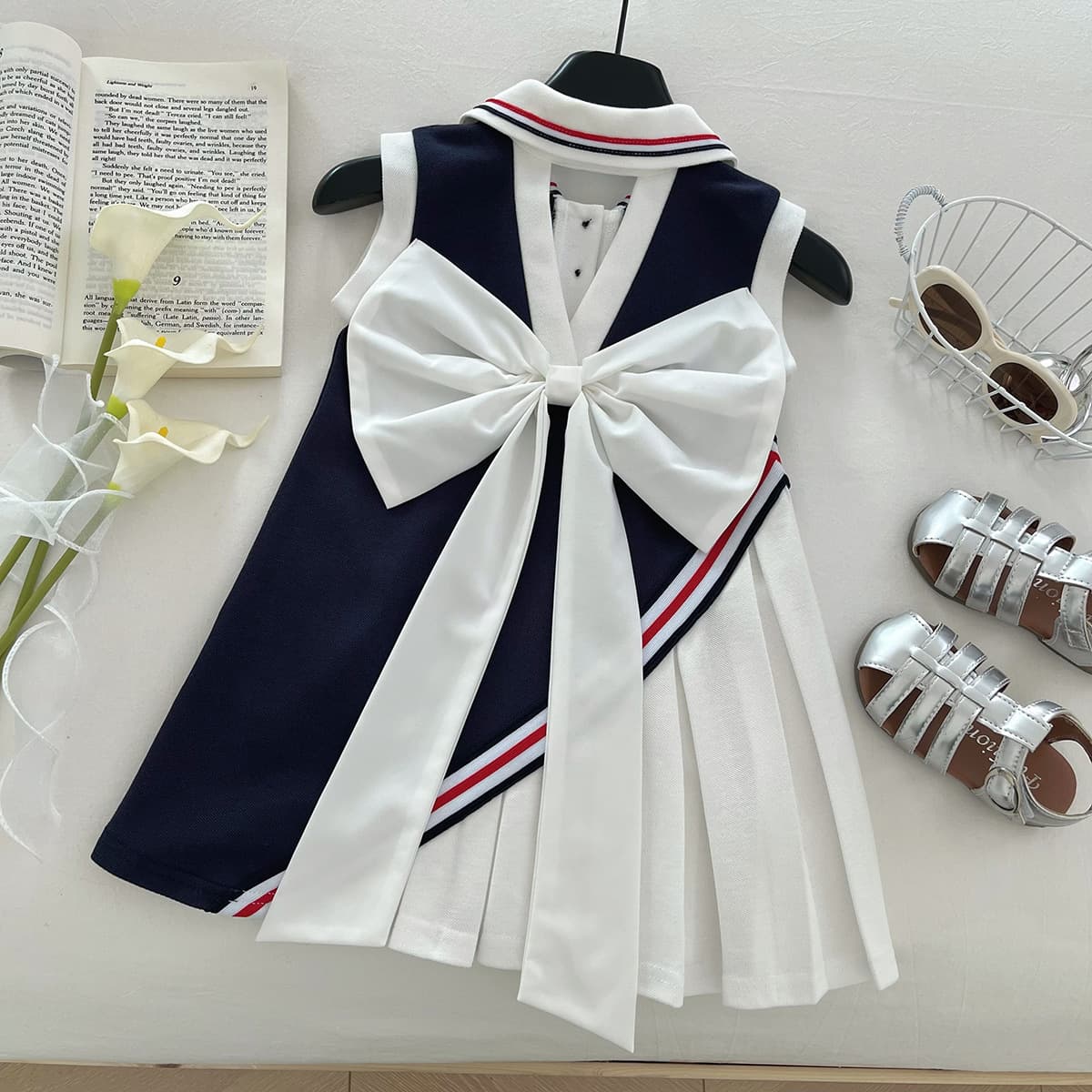 Girls' Summer Dress 2026 New School Style Toddler Vest Dress Colorblock Polo Neck Sleeveless Children's Skirt