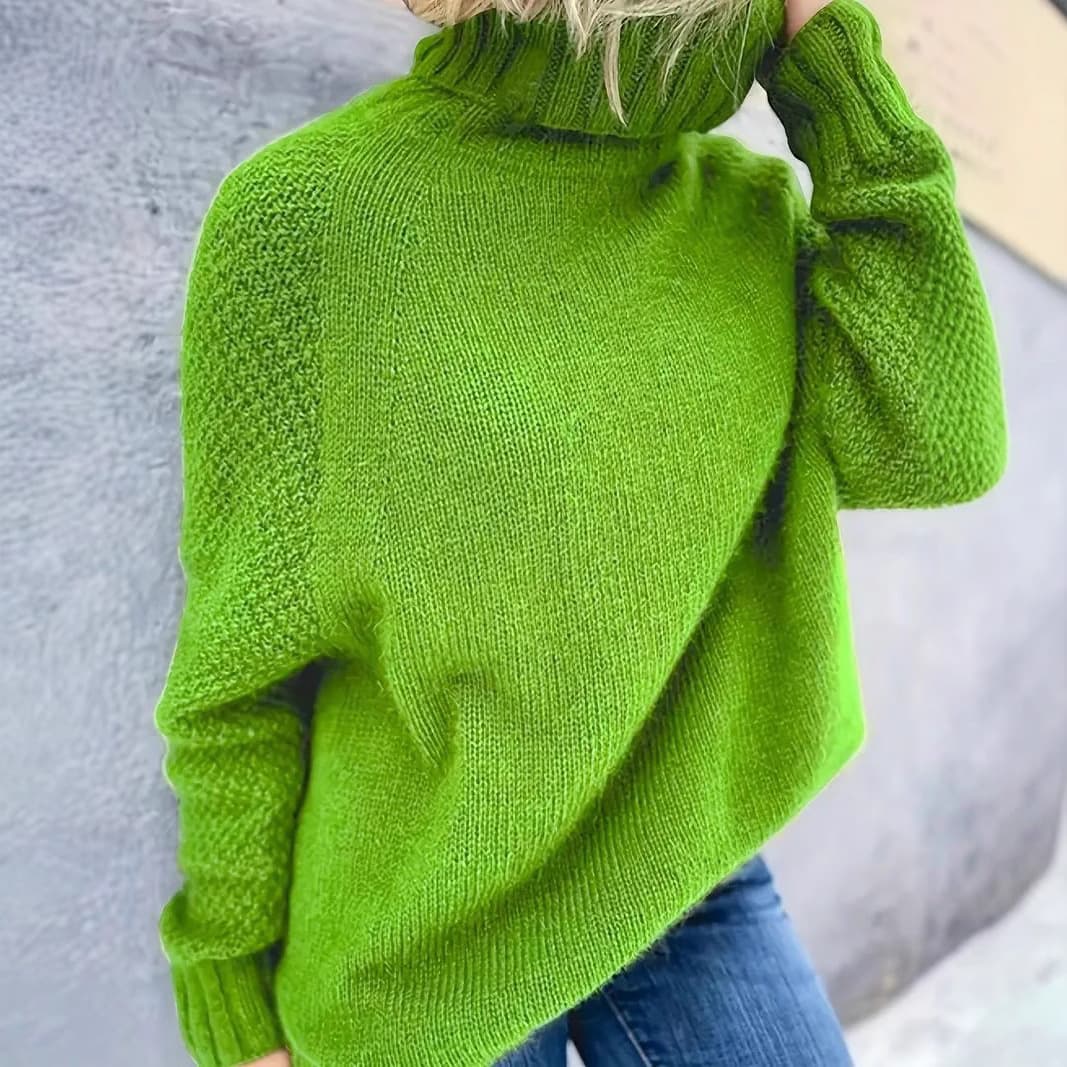 High Neck Sweater Cross-border Amazon Solid Color Loose Pullover Casual Long Sleeve Raglan Sleeve Sweater