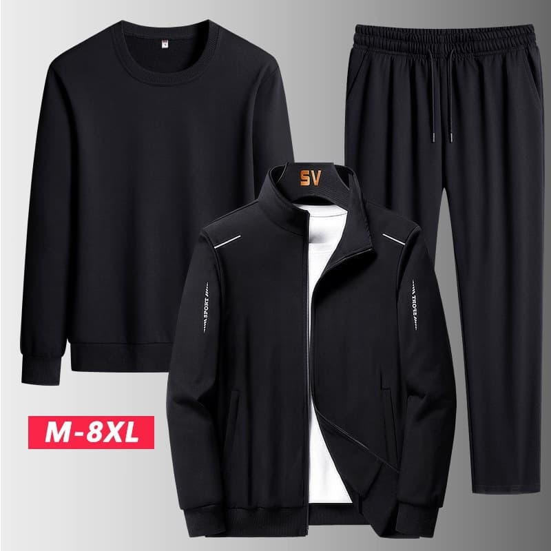 Factory Direct M-8XL Three-Piece Set Spring/Autumn Men's Sportswear Plus Size Casual Set Cardigan Hoodie