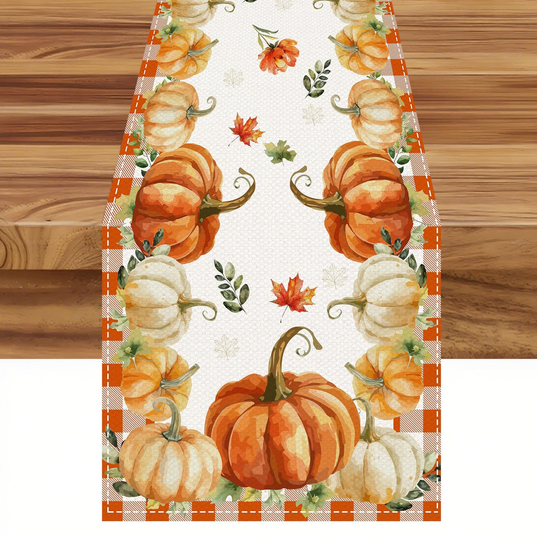 Cross-border Table Runner Gold Autumn Pumpkin Harvest Maple Leaf Kitchen Dining Party Coffee Table Decoration Factory Wholesale