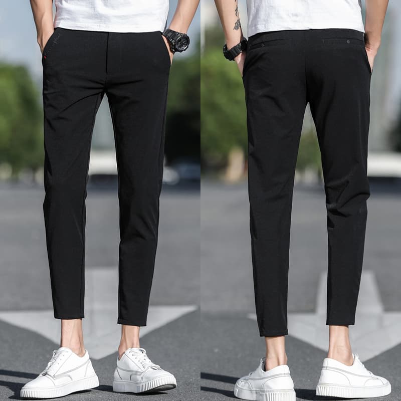 Summer 9/10 Length Pants for Men, Slim Fit Joggers, Casual Tapered Trousers, Korean Style, Spring Thin Quick-Dry Pants