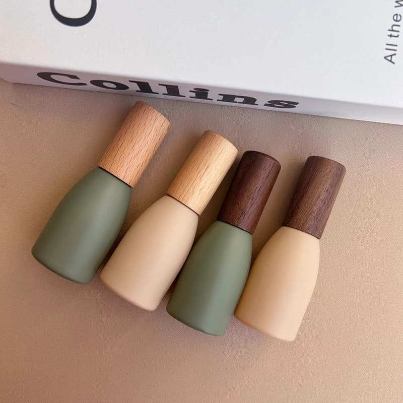 Perfume Refill Bottle Roller Ball Bottle High-End Essential Oil Bottle Macaron Sample Bottle Walnut Beech Roller Ball Empty Bottle Wholesale