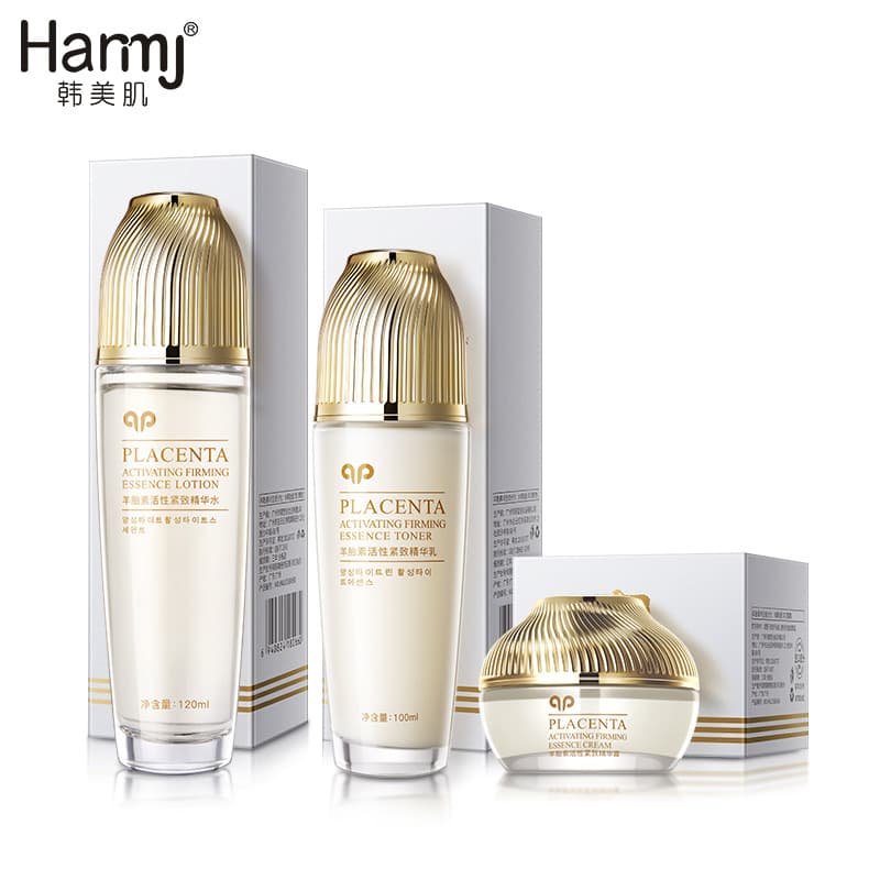 Hanmeiji Sheep Placenta Active Firming Water, Lotion, Cream Three-Piece Skincare Set, Wrinkle-Smoothing, Late-Night Repair Cosmetics