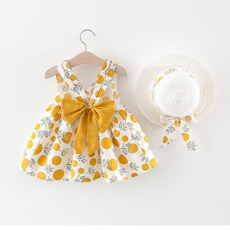 Live Supply One-Year-Old Girl Stylish Straw Hat Summer Style Foreign Trade Wholesale 2025 Summer New Sweet Dress