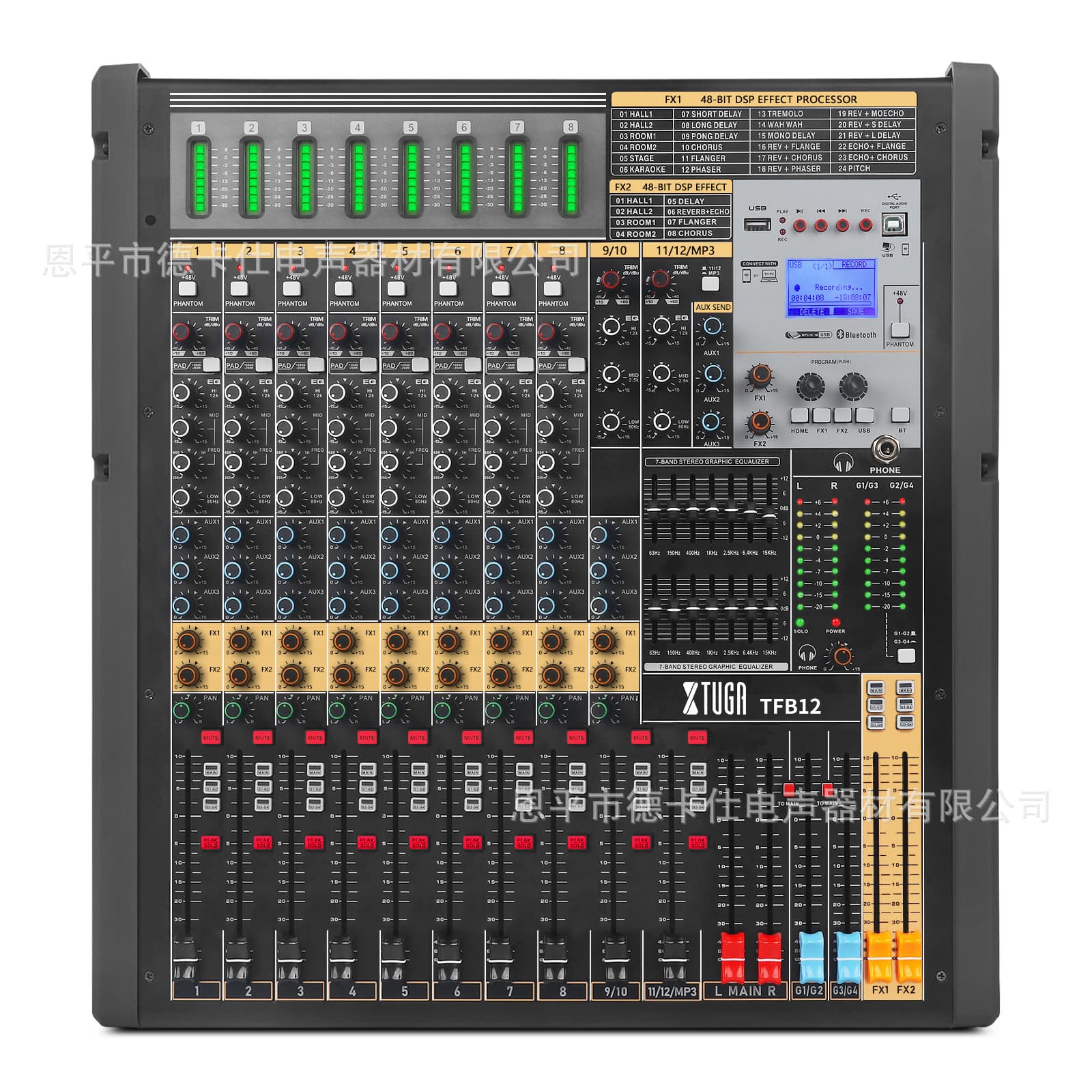 Professional Audio Mixer for Stage Band Performance Conference USB Bluetooth Monitoring DJ Console Mixer