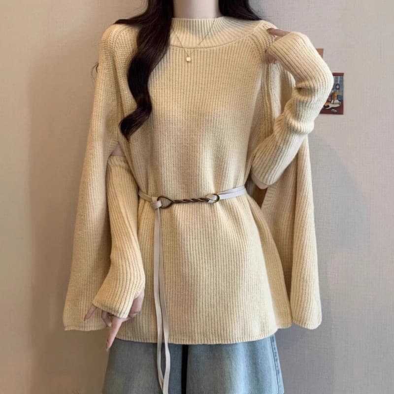 2026 Fall/Winter Korean Lazy Style Two-Piece Top Set French High Neck Cape Shawl Knit Sweater Women's Coat