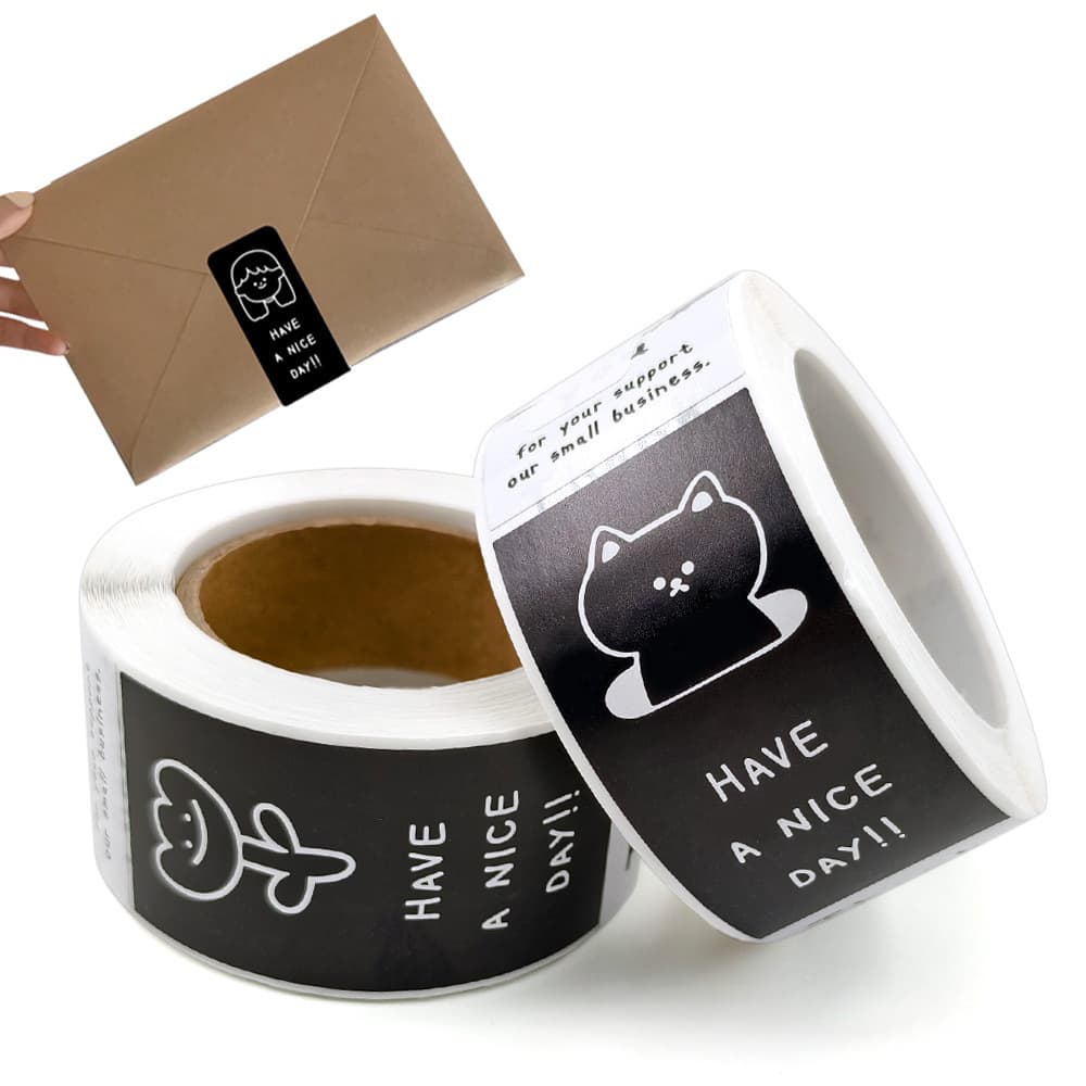 Cross-Border Self-Adhesive Black Rectangular Thank You Stickers Gift Box Sealing Stickers Mini Label Stickers for Water Bottles and Jars