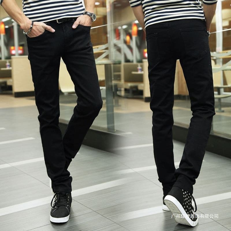 2019 Spring/Summer Thin Stretch Men's Jeans Casual Black Pants Student Korean Style Slim Fit Black Skinny Pants