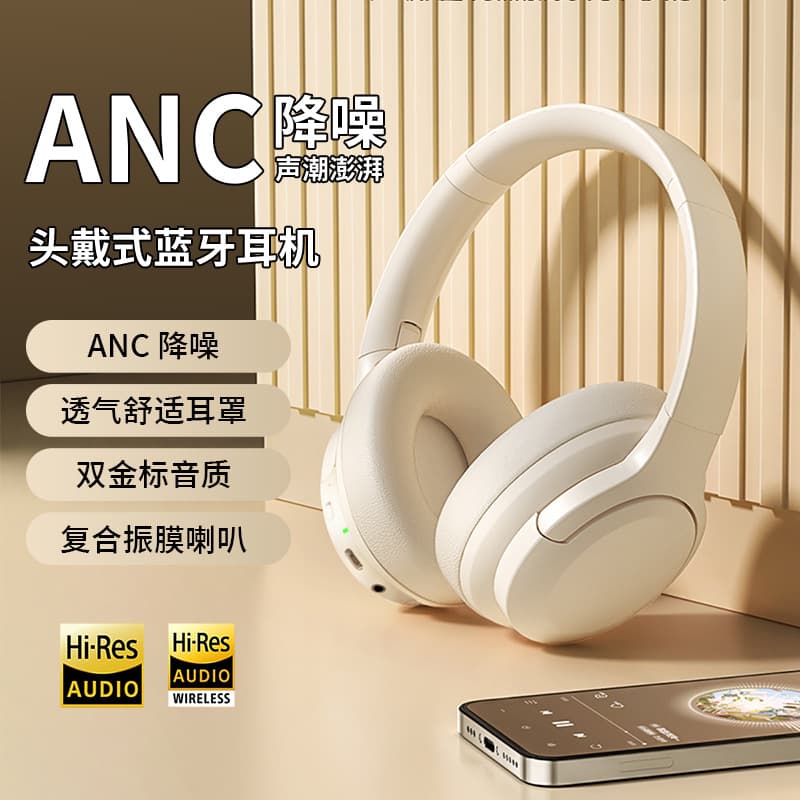 Private Mold ANC Active Noise Cancelling High-Fidelity Wireless Bluetooth Over-Ear Headphones with Long Battery Life