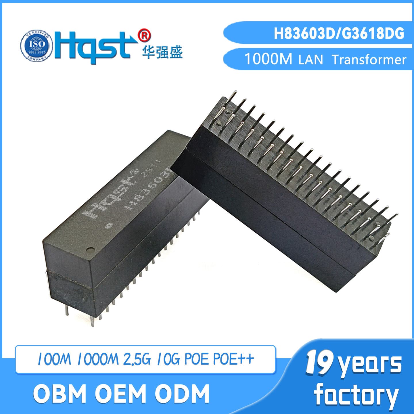 G3618DG reverse three-magnetic ring Gigabit dual-port DIP36 plug-in network isolation filter transformer H83603D