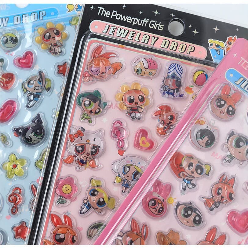 The Powerpuff Girls 3D embossed stickers cartoon cute children's handbook decorative stickers Yak