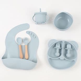 8-Piece Baby Products Baby Utensils Set Silicone Bowl Baby Dinner Plate Baby Products Source Children's Utensils