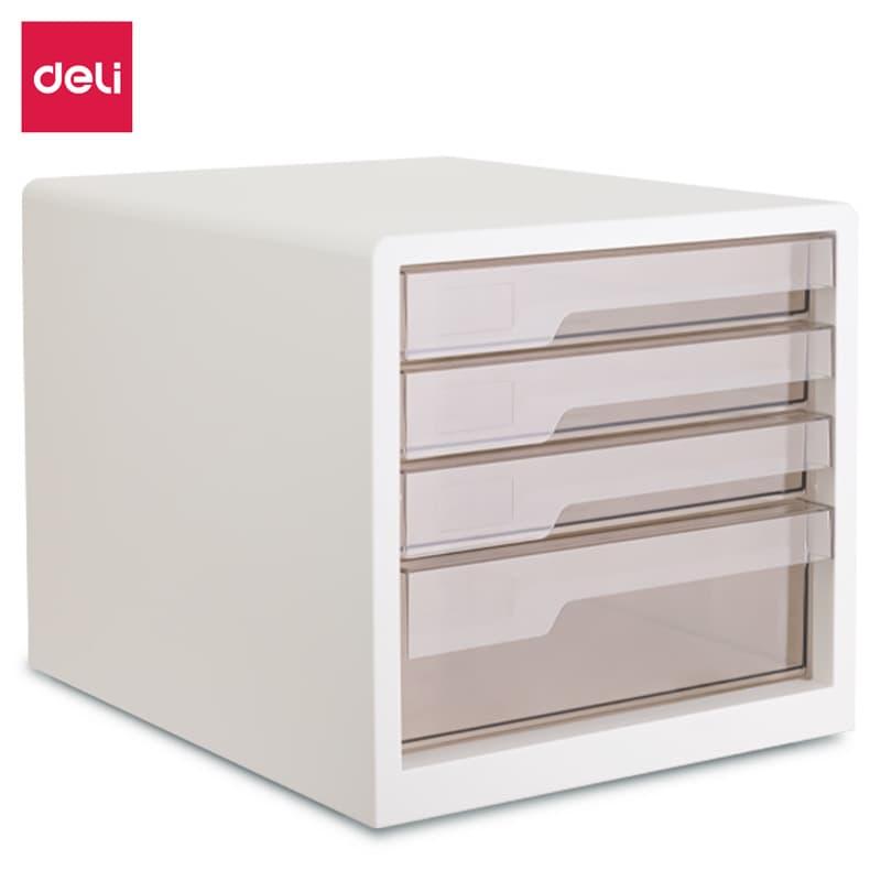 New Deli 100/PB101 File Cabinet, A4 Transparent Drawer, Large Capacity Office Desktop Document Classification Storage