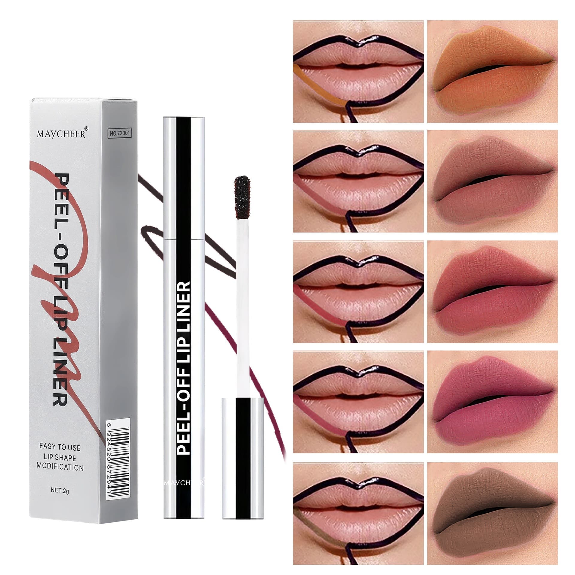 MAYCHEER Peel-off Lip Liner, Defines Lip Shape, Waterproof, Long-lasting, Natural 3D Lip Color, Cross-border Export