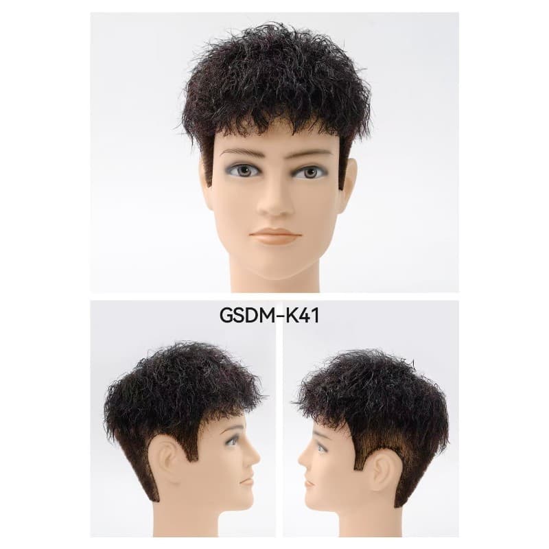 Ultra-Thin Men's Hair Toupee Needle-Punched Short Forehead Hair Replacement Real Hair Invisible Full Head Toupee Lightweight Hair System