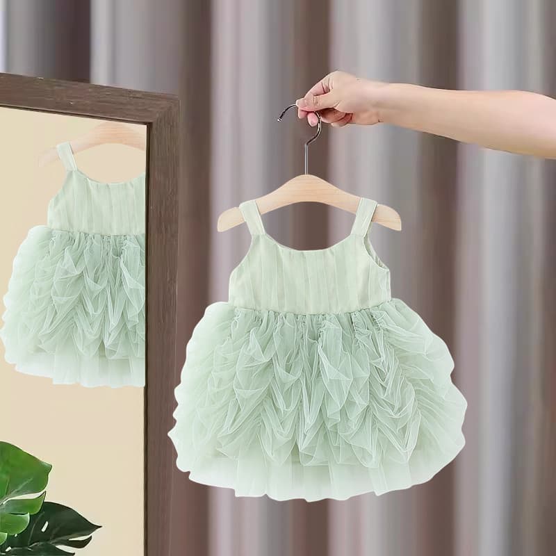 Foreign trade wholesale 2025 new girls suspender dress one year old little girl birthday dress trendy live broadcast supply