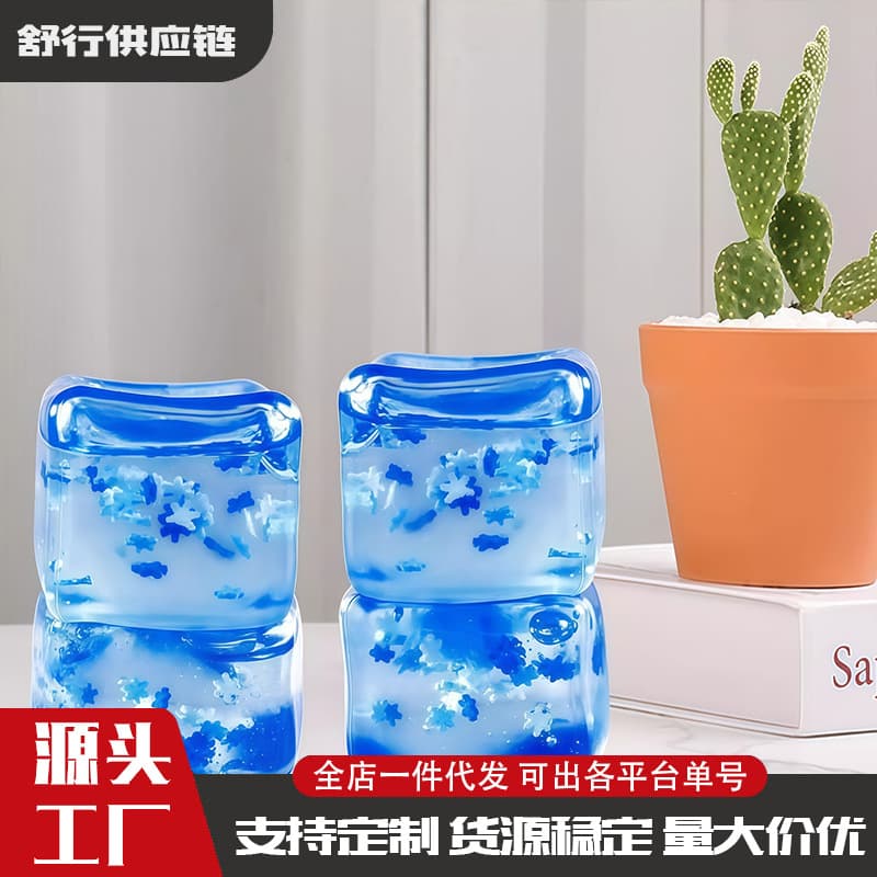 Wholesale Cross-Border Snowflake Ice Cube Maltose Squishy, Needoh Same Style Squishy Stress Relief Toy, Slow Rebound, Decompression