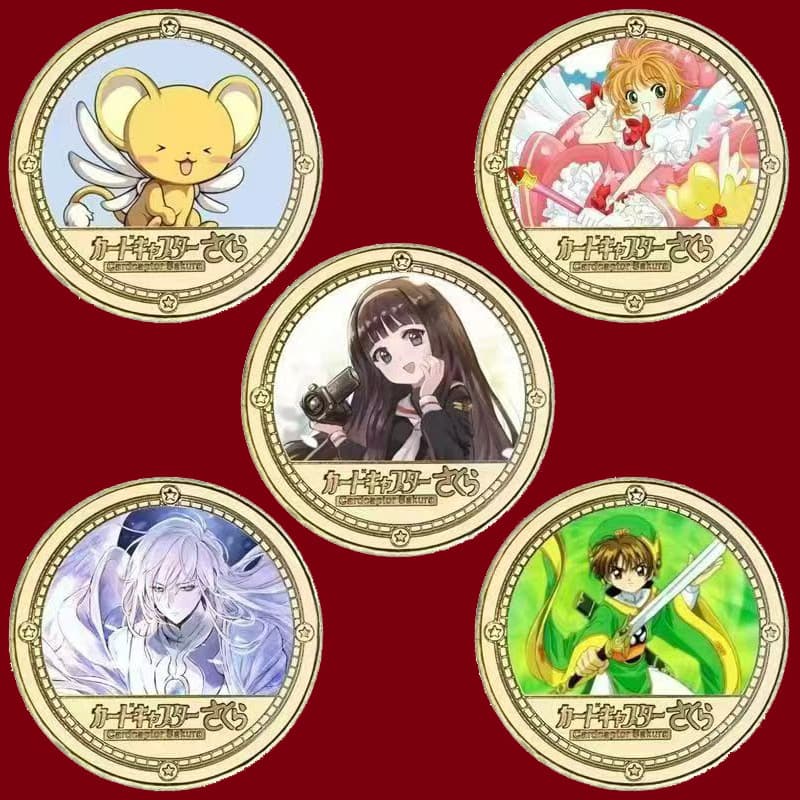 Magic Girl KINOMOTO SAKURA Commemorative Medallion Metal Crafts Hand-made Colorful Coins Around KINOMOTO SAKURA