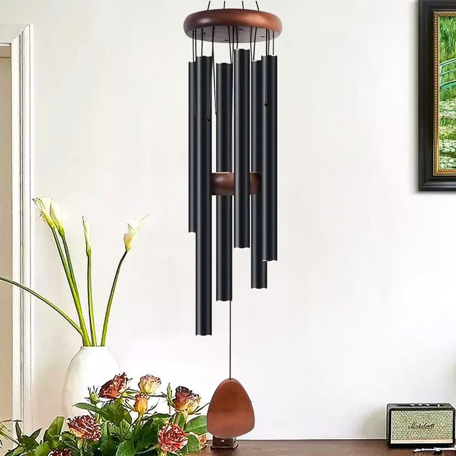 Temu Popular Black Tube Wind Chime Home Accessories Wall Decoration Aluminum Tube European and American Pendants Indoor and Outdoor Pendants Balcony