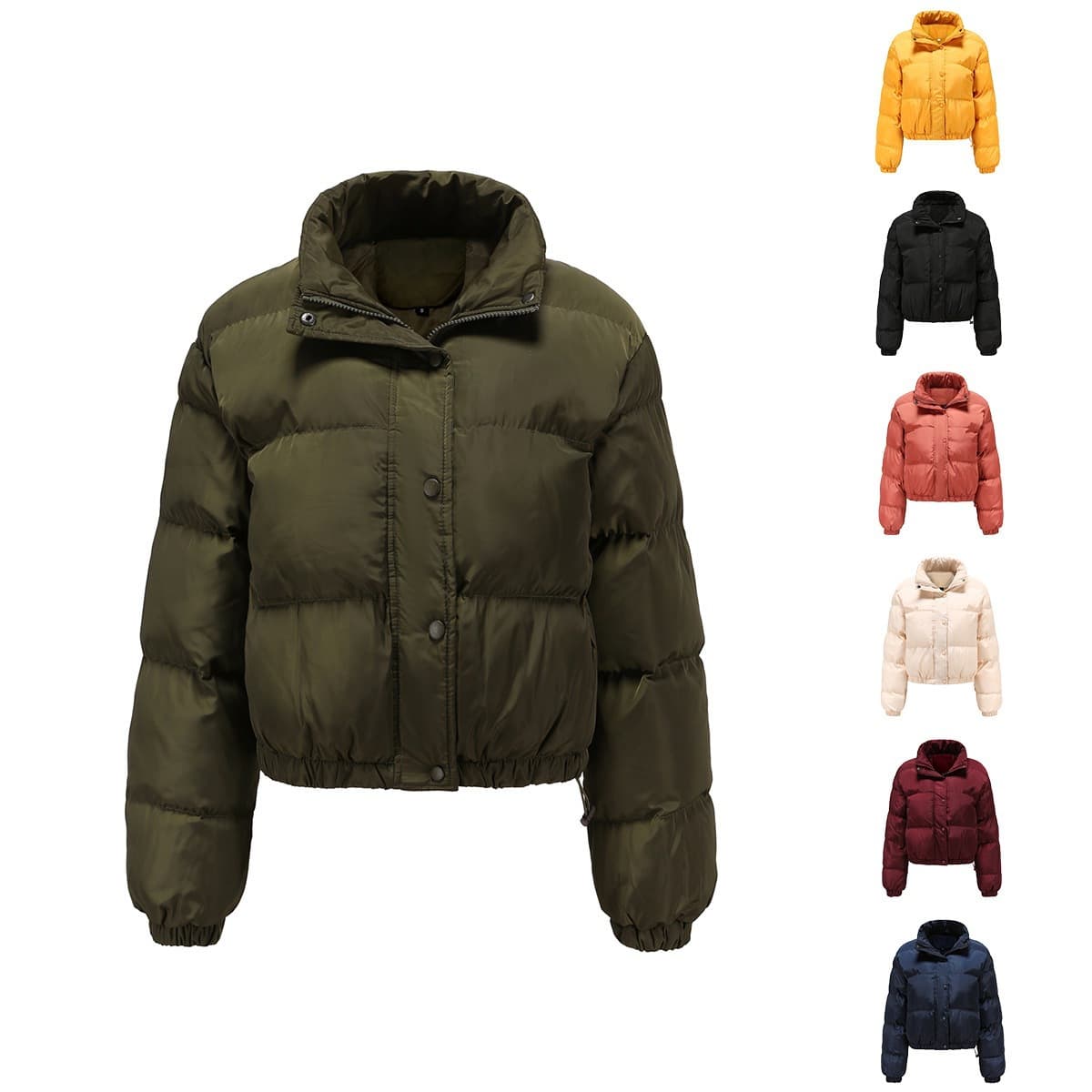 2022 Autumn and Winter Women's Short Cotton Clothes Women's Long Sleeve High Collar Warm Jackets Loose Casual Cotton Clothes 601