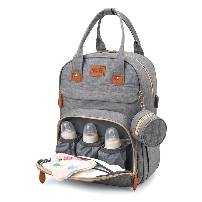 Large Capacity Cross-Border Charging Diaper Bag Multifunctional Travel Backpack with Stroller Straps
