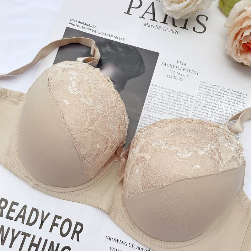 European and American Sexy Plus Size Lace Cross-Border Bra, Thin Cup for 200 lbs, Push-Up DE Cup, Adjustable Lift Underwear