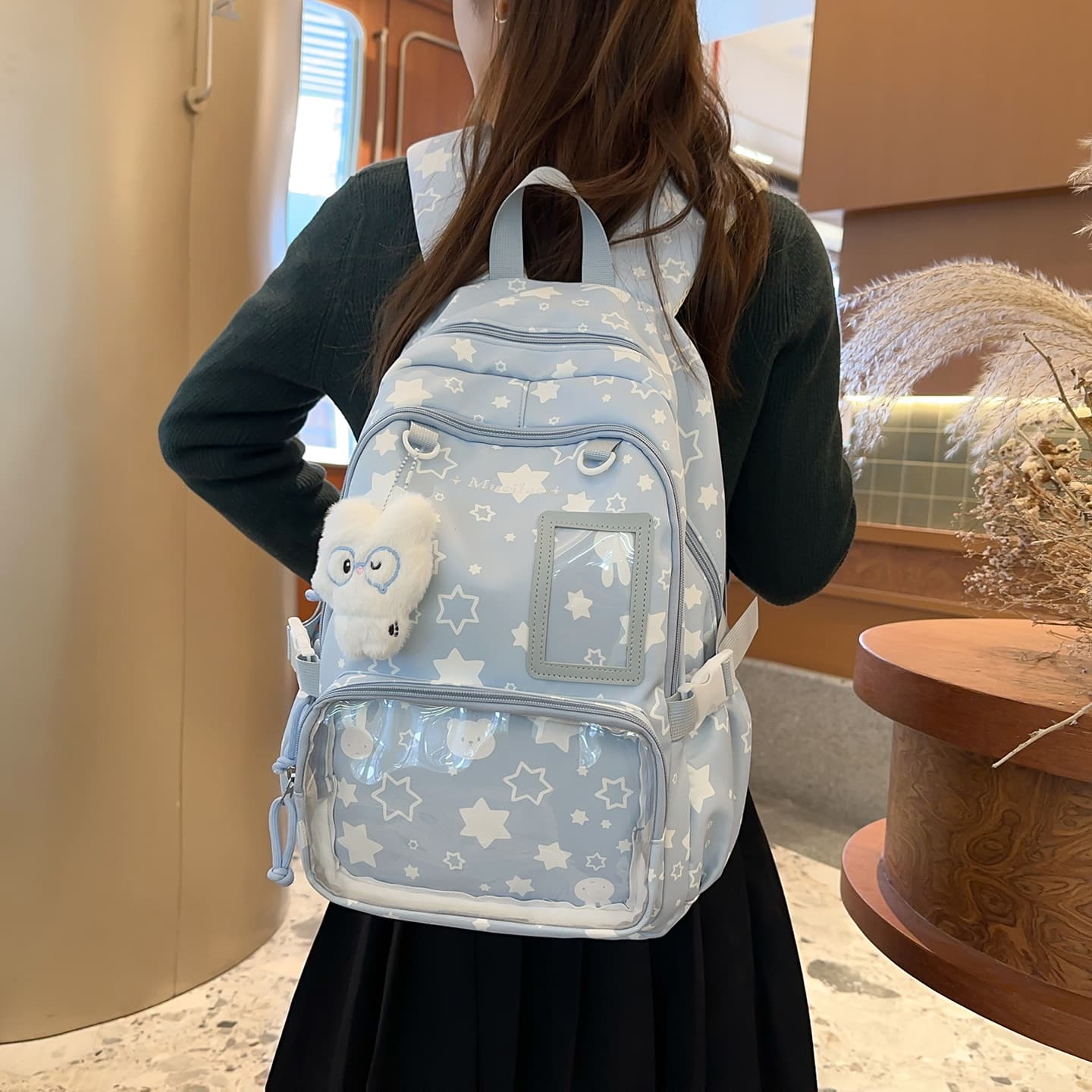 Stylish Star Print Girls' Backpack Large Capacity Middle High School Student Bag 2026 New Ita Bag Double Shoulder Bag for Women