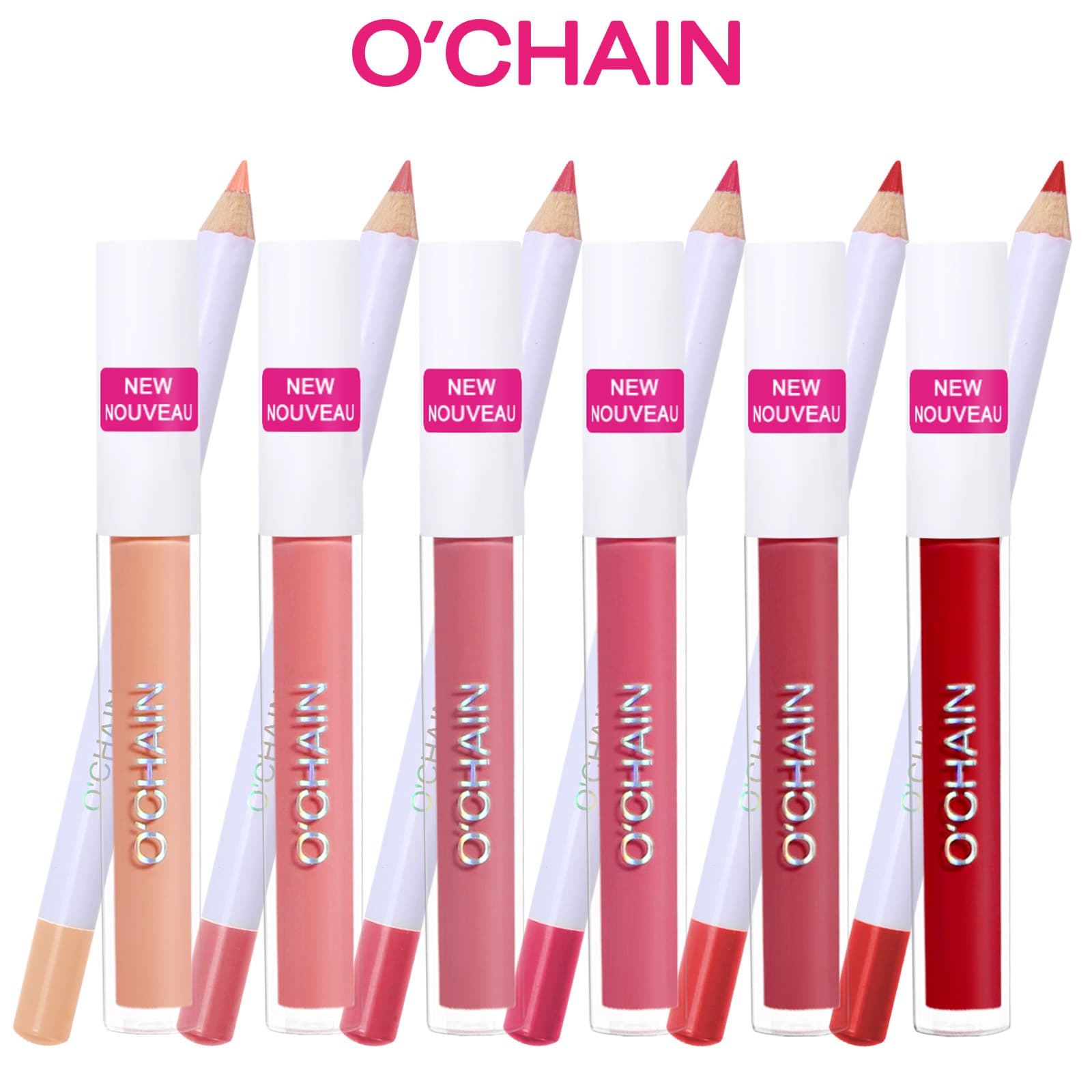 O'CHAIN Cross-Border Lip Kit, Lip Liner, Glossy Mirror Finish, Plumping, Moisturizing, Nourishing Lip Gloss & Lip Lacquer