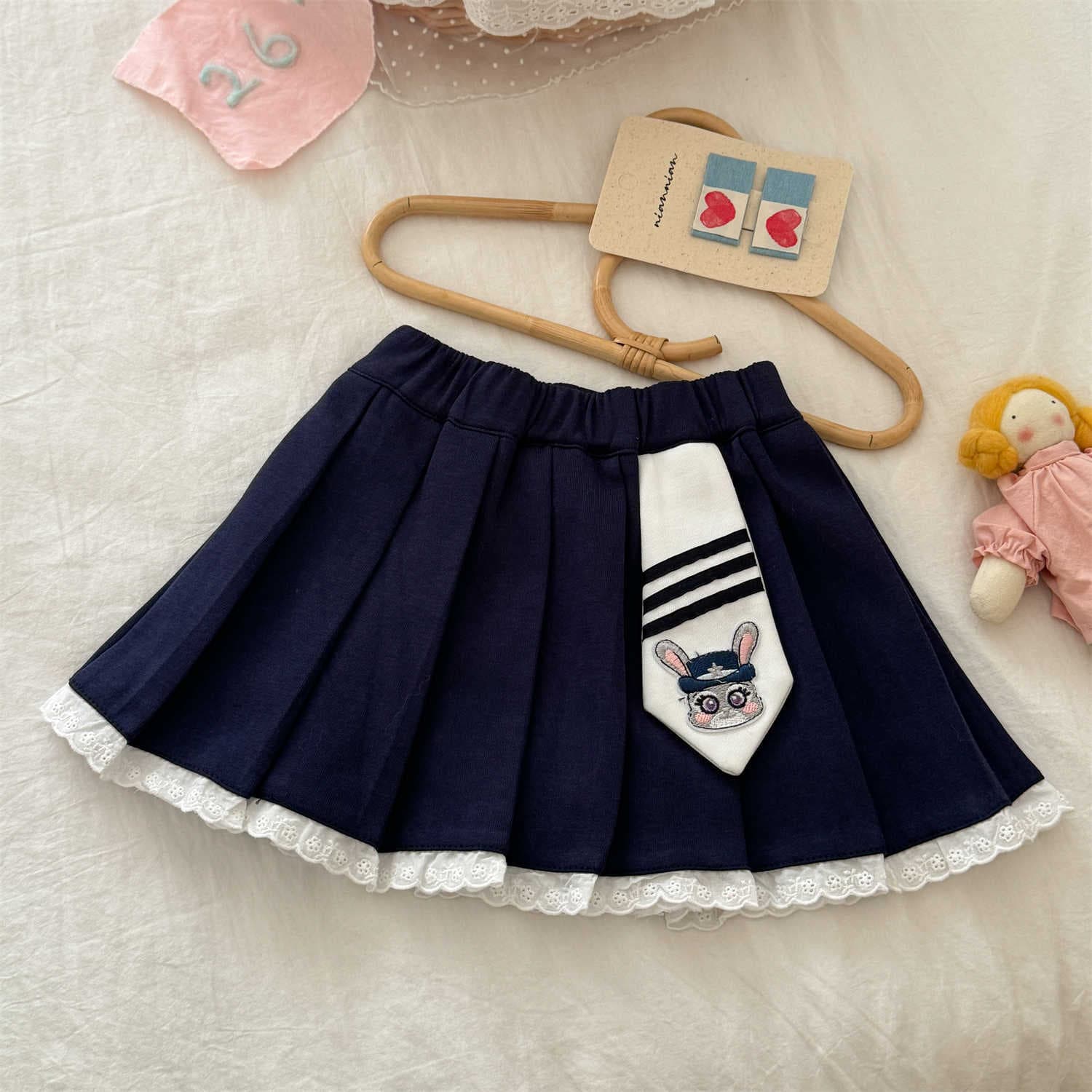 Tian Xiaosi Girls Skirt Spring Autumn 2026 Children Fashionable Pleated Skirt Girl School Style JK Short Pleated Skirt