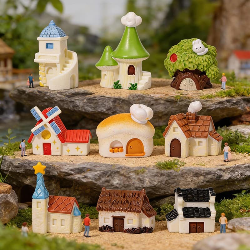 Micro landscape moss windmill small house ornaments gardening landscaping diy decoration accessories simulation miniature ornaments