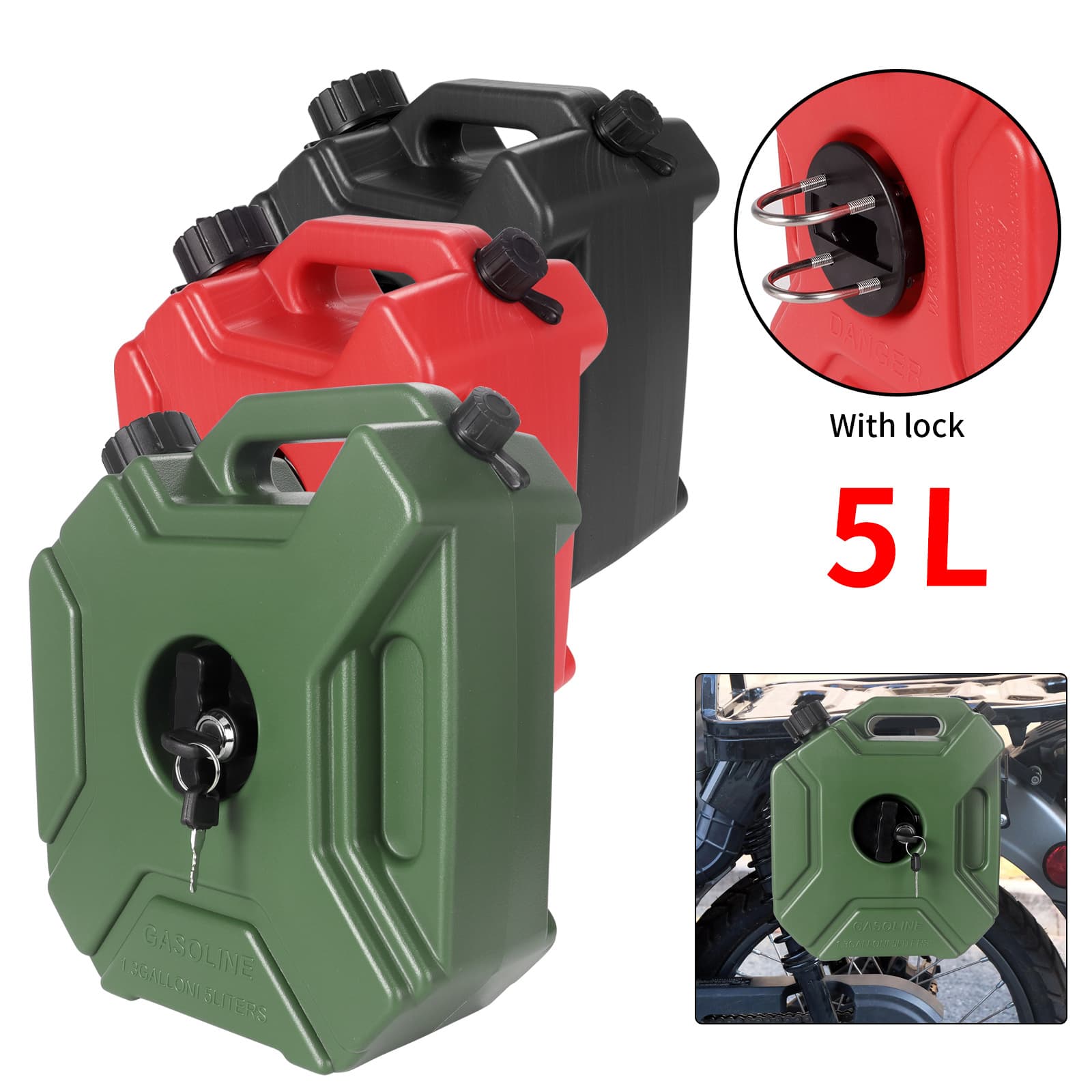 Wholesale Car Motorcycle Emergency Fuel Tank 5L with Lock Diesel Gasoline Plastic Can Thickened Cross-border