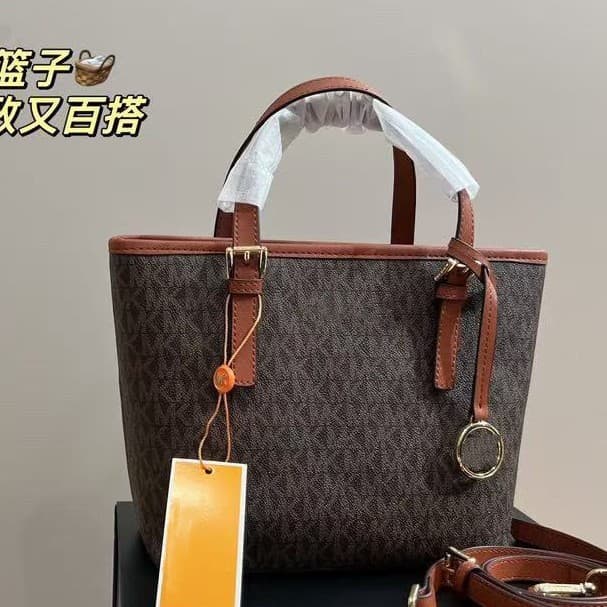 New Mk Women's Tote Bag Small Shopping Bag Cross-Grain Leather Handbag Shoulder Bag Handbag