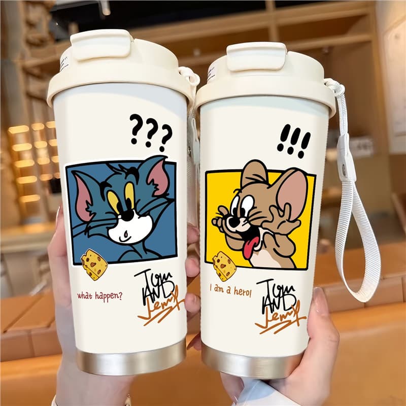 Tom and Jerry Insulated Straw Cup Portable Couple Large Capacity Coffee Cup New Insulated Cold Water Cup High Appearance