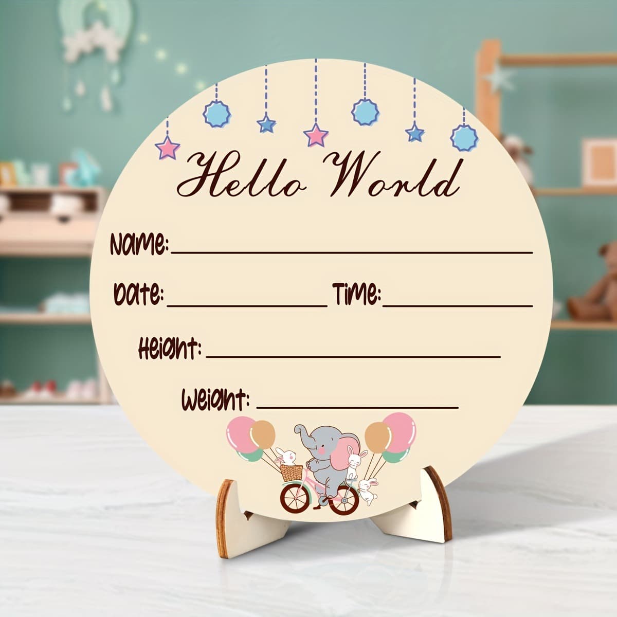 Cross-border Wooden Birth Announcement Board for Handprints and Footprints Desktop Decoration Shower Souvenirs Photo Props