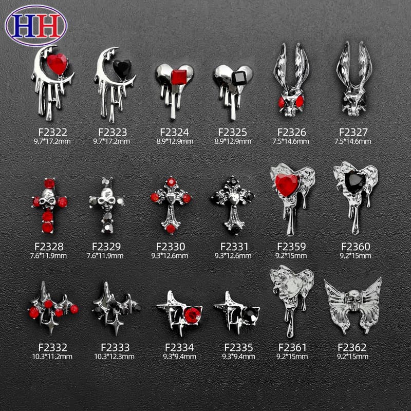 Punk Style Halloween Cross Alloy Nail Art Jewelry Star Moon Heart-Shaped Nail Art Accessories Nail Diamond Wholesale