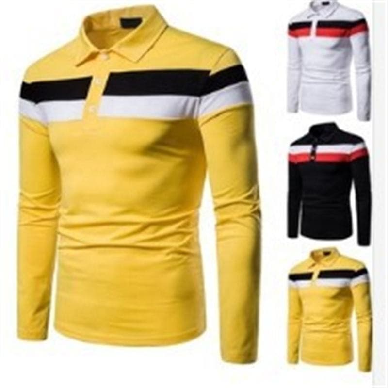 Men's Long Sleeve Casual Breathable Polo Shirt Comfortable Versatile Golf Polo Men's T-Shirt Pure Cotton