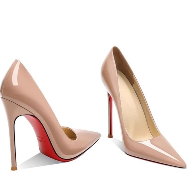 Sexy Red Bottom High Heels Women's 2024 Year Popular Nightclub Style Pointed Toe Fine Heel Patent Leather Sandals Rubber Sole