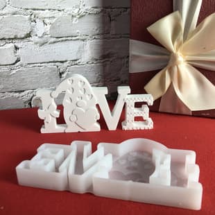 X1380 LOVE Gnome Ornament Desktop Decoration Cement Plaster Mold DIY Silicone Mold